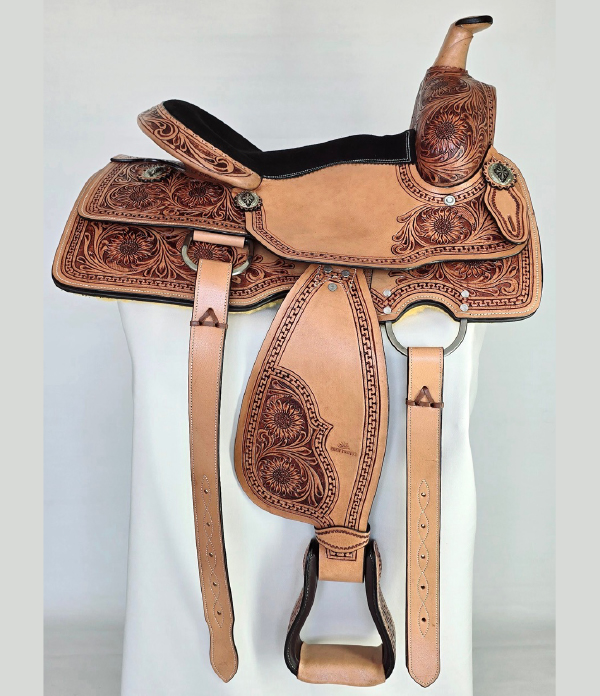 Barrel Racer Saddle with Carved Tooling